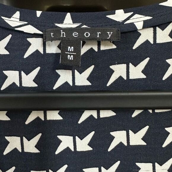 Theory Silk Arrow Print Navy High-low Tank - Picture 3 of 6